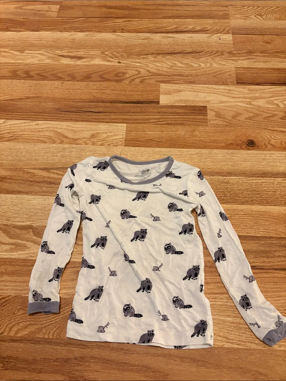 Kyte Baby Kids Long Sleeve Pajama Top Set 3T Raccoon Print Bamboo